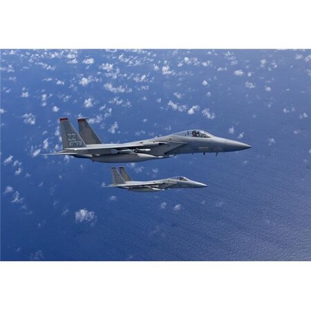 PlayThing Two F-15 Eagles from The 18th Wing at Kadena Air Base Okinawa Japan Fly in Formation Over The Pacific Ocean Poster Print44; 17 x 11